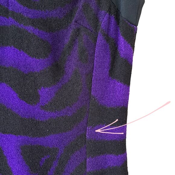 VERSACE Vintage 90s Sheath Dress Purple Black Tiger Zebra Size 40 IT XS 4 US - Picture 12 of 14